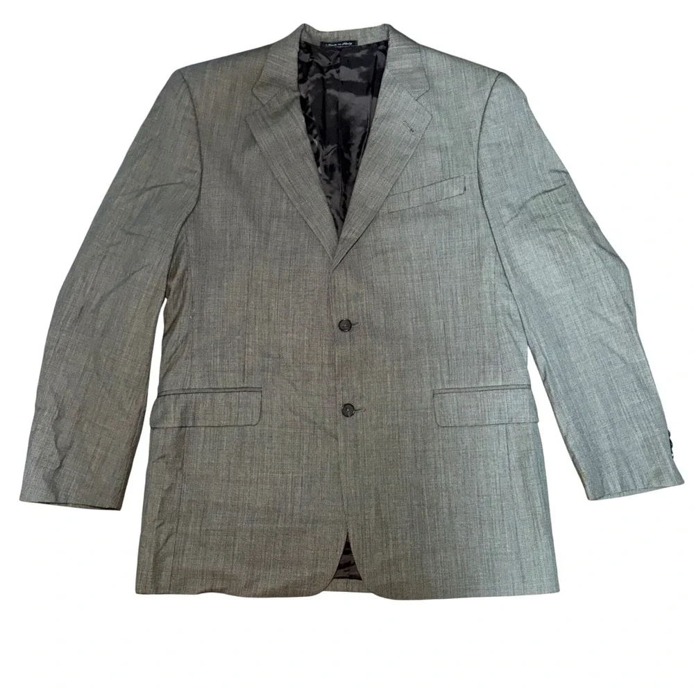 Murano Mens Gray 100%Wool Blazer Sport Coat Made in Italy Size 42L Formal Luxury